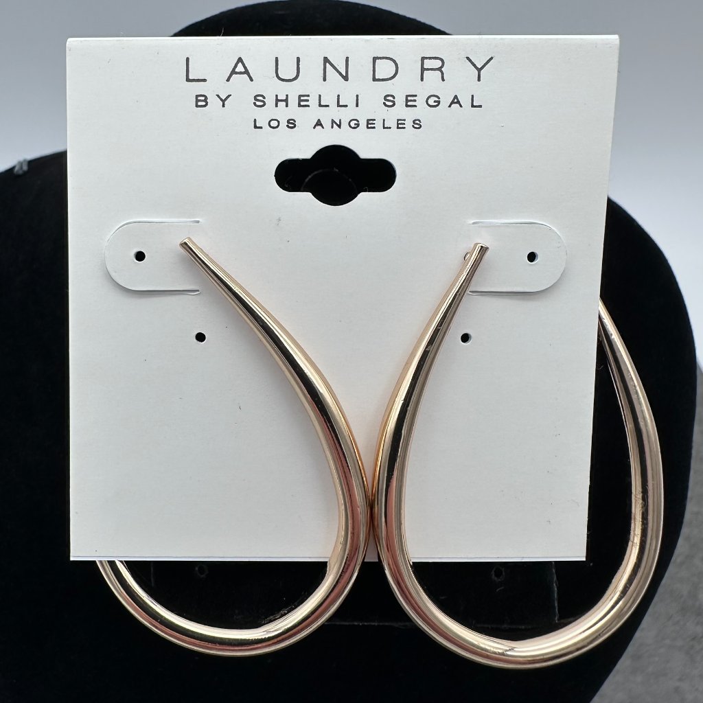 Laundry By Shelli Segal Gold Tone Teardrop U Shape Oblong Hoop Earrings 19$